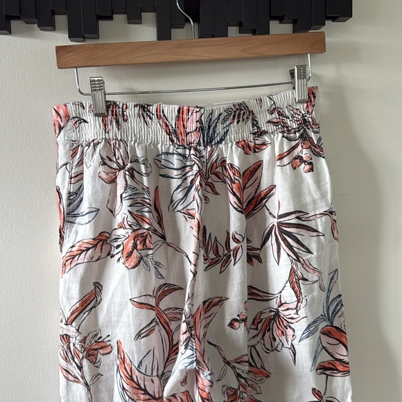TAHARI Women's Cropped Wide-Leg Pants 100% Linen Floral Pattern Pants Sz S - Picture 6 of 12